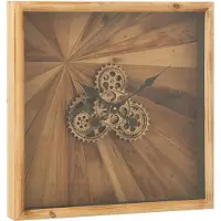 J-Line wandklok Vierkant - hout - naturel - small
