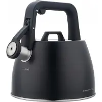 Klausberg 7915 - Fluitketel met fluit - 2.5 liter - RVS - zwart