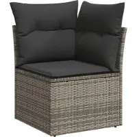 vidaXL 10-delige Loungeset met kussens poly rattan grijs