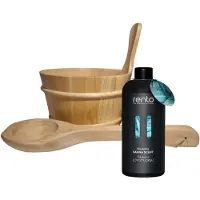 Rento Houten Sauna emmer, lepel en 500 ml Eucalyptus opgietmiddel - Licht