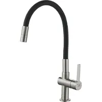 Laveo ALITA standarmatuur voor wastafels, zwart en zilver, met flexibele uitloop