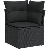 vidaXL 7-delige tuinmeubelset met kussens, zwart, polyrotan