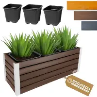 BOGATECO Houten Bloembak | Plantenbak | Bloempot 37x100x36 cm | Kruidenpot voor Thuis Tuin Balkon Terras | Pot met Kunststof Inzetstuk | Geïmpregneerd | Donkerbruin