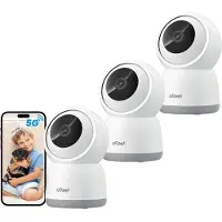 COOAU SC1 Pro Camerabewaking binnen - 5MP Ultra HD 2.4/5 GHz - Huisdiercamera met app - Beveiligingscamera's - Wifi Camera APP - Volgt beweging en geluidsdetectie - Bewakingscamera - Wit - 3 Stuks