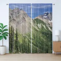 Abakuhaus Rustiek Landschap Gordijn, Hoge Bergen en Bos, Slaapkamer Gordijn met Plooiing, Lussen en Haken, 280 x 175 cm, Olijfgroen Meerkleurig