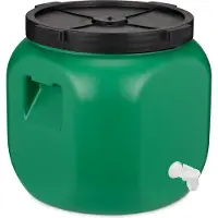 Garronda 40L met Kraan Kunststof Trommel Met Deksel - Vat - HDPE - Voedselvat - Tuin Hobbock – Groen - GD-DOL-Barrel-Green