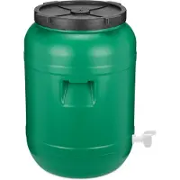 Garronda 80L met Kraan Kunststof Trommel Met Deksel - Vat - HDPE - Voedselvat - Tuin Hobbock – Groen - GD-DOL-Barrel-Green