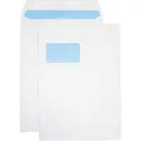 Netuno Akte enveloppen A4 - Venster links - C4 - 229 x 324 mm - 50 stuks - zelfklevend met plakstrip - 90 gram - Wit -