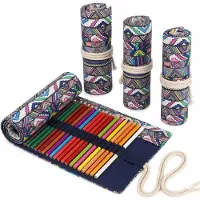 BOTC Pennen Etui- Roletui voor potloden en pennen - Premium Canvas Pennen Etui - Voor 72 Potloden