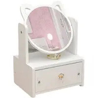 INF : Spiegel met lades. Kleine, ronde spiegel met twee lades. Model 2