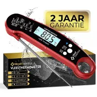MostEssential Premium Vleesthermometer - BBQ Thermometer - Kernthermometer - Suikerthermometer - Keukenthermometer - Digitaal – Draadloos - Waterdicht - Rood