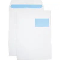 Netuno Akte enveloppen A4 - Venster rechts - C4 - 229 x 324 mm - 50 stuks - zelfklevend met plakstrip - 90 gram - Wit -