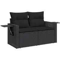 vidaXL 4-delige Loungeset met kussens poly rattan zwart