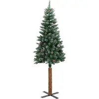 vidaXL Kerstboom met echt hout en sneeuw smal 180 cm groen