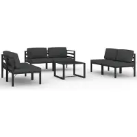vidaXL 7-delige Loungeset met kussens aluminium antracietkleurig