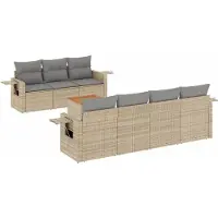 vidaXL 8-delige Loungeset met kussens poly rattan beige
