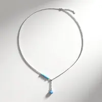 Cavill - Zilveren halsketting - 925 Sterling zilver - Natuurlijke Larimar 9 5 ct - Blauwe ronde kralen - Verstelbaar 46-51 cm