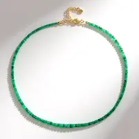 Cavill - Zilveren Halsketting - 925 Sterling Zilver Verguld - 36,319 ct Ethiopische Smaragden - Verstelbaar 45-50 cm - Elegante Groene Edelsteen