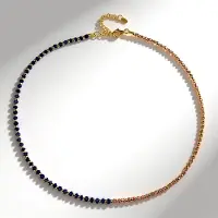Cavill - Zilveren Halsketting Verstelbaar 925 Sterling Zilver Verguld - Blauwe Saffier 10,207ct Roze Saffier 5,472ct - Elegant Design 15,679ct
