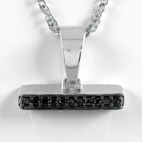 Cavill - Zilveren Halsketting - 925 Sterling Zilver - 18 Karaat Pristine Magnesiet 17 982 ct - 44 Zwarte Spinel 0 377 ct - Elegant Design 29x16 mm
