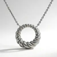 Cavill - Zilveren Halsketting - 925 Sterling Zilver - Elegante Twisted Circle Hanger - Minimalistisch, Fijn & Tijdloos - Dames Ketting 45 cm