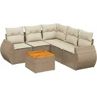 vidaXL 6-delige tuinmeubelset met kussens, beige, polyrotan