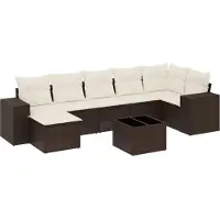 vidaXL 8-delige Loungeset met kussens poly rattan bruin
