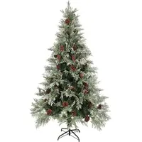 vidaXL Kerstboom met dennenappels 195 cm PVC en PE groen en wit