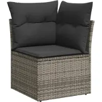 vidaXL 7-delige Loungeset met kussens poly rattan grijs