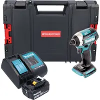Makita Boormachine + slagboor, DTD 154 SF1J-R Accu-slagmoersleutel 18V 1/4" 175Nm Borstelloos + 1x oplaadbare accu 3,0 Ah + lader + (Oplaadbare batterij)