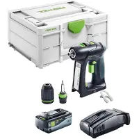 Festool C 18 Basic accuboormachine 18 V 45 Nm borstelloos + 1x accu 8,0 Ah + snellader + Systainer