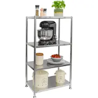 Shelfr 60kg Roestvrij Stalen Plank met 4 Niveaus - Heavy Duty Rek 61x36x113 Metalen Legplank Opbergrek