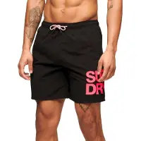 Superdry Gerecyclede Sportswear Zwemshort met Logo - 43 cm Zwart Grootte: L