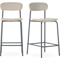 CALICOSY Barkrukken set van 2 in kunstleer met metalen poten, h95 cm tess