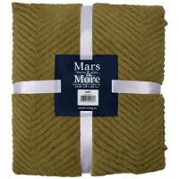 Mars & More , geruite deken met visgraatpatroon, groen, 140x200 cm