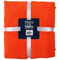 Mars & More , geruite deken met visgraatpatroon, oranje, 140x200 cm