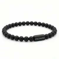 Steel & Barnett - Kralenarmband Heren - Natural Ned - Onyx - Maat L