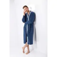 Hajo Blauwe badstof heren badjas | Maat 54