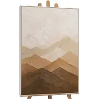 YS Canvas schilderij 120x80 cm handgeschilderd harmonie van lagen – -Art Gallery – Lijst: Beige – Luxe wanddecoratie