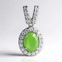 Cavill - Zilveren Hanger - 925 Sterling Zilver - Keizerlijk Chrysopraas 0,62 ct Ovaal + 0,513 ct Witte Topazen - Elegant Groen Sieraad Pavé Zetting