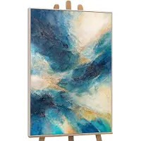 YS Canvas schilderij handgeschilderd shimmering waves abstract – -Art Gallery – Luxe wanddecoratie voor woonkamer – Modern schilderij voor slaapkamer en hal