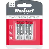 Rebel R03 Serie - Zinkkoolstof Batterijen - AAA-formaat - 1,5 V - 4 stuks