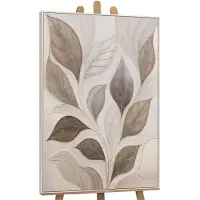 YS Canvas schilderij 140x100 cm handgeschilderd wind in de bladeren – -Art Gallery – Lijst: Beige – Luxe wanddecoratie