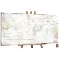 YS Canvas schilderij groot handgeschilderd gouden lint abstract elegantie – -Art Gallery – Luxe wanddecoratie voor woonkamer – Modern schilderij voor slaapkamer en hal