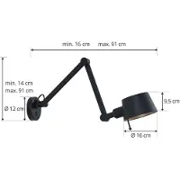 LUCANDE Wandlamp Silka, dimbaar, zwart, Woon-/ Eetkamer, metaal, Modern, wandlamp