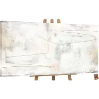 YS Canvas schilderij groot handgeschilderd gouden lint abstract elegantie – -Art Gallery – Luxe wanddecoratie voor woonkamer – Modern schilderij voor slaapkamer en hal