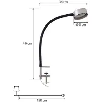 LINDBY Klemlamp Jyla, alu / grijs / zink, Woon-/ Eetkamer, metaal, Modern, Klemlamp
