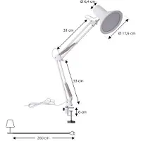 LINDBY Klemlamp Undra, dimbaar, wit / opaal, Werkkamer / Kantoor, metaal, Klemlamp