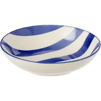 J-Line bord Diep Gestreept - keramiek - blauw/wit - 6 stuks