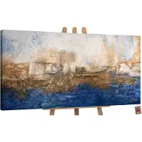YS Canvas schilderij groot handgeschilderd ultramarijn blauw abstract – -Art Gallery – Luxe wanddecoratie voor woonkamer – Modern schilderij voor slaapkamer en kantoor